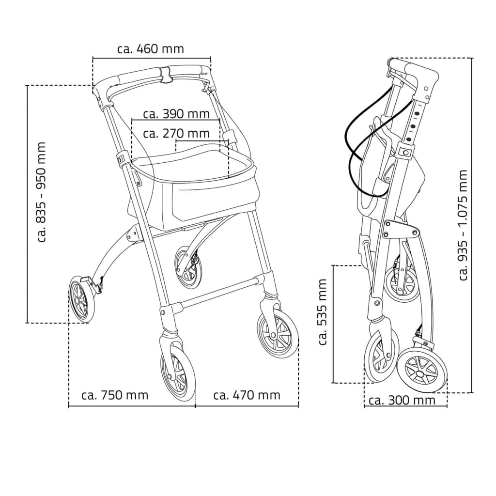 RIDDER Rollator voor binnen Pit antracietkleurig