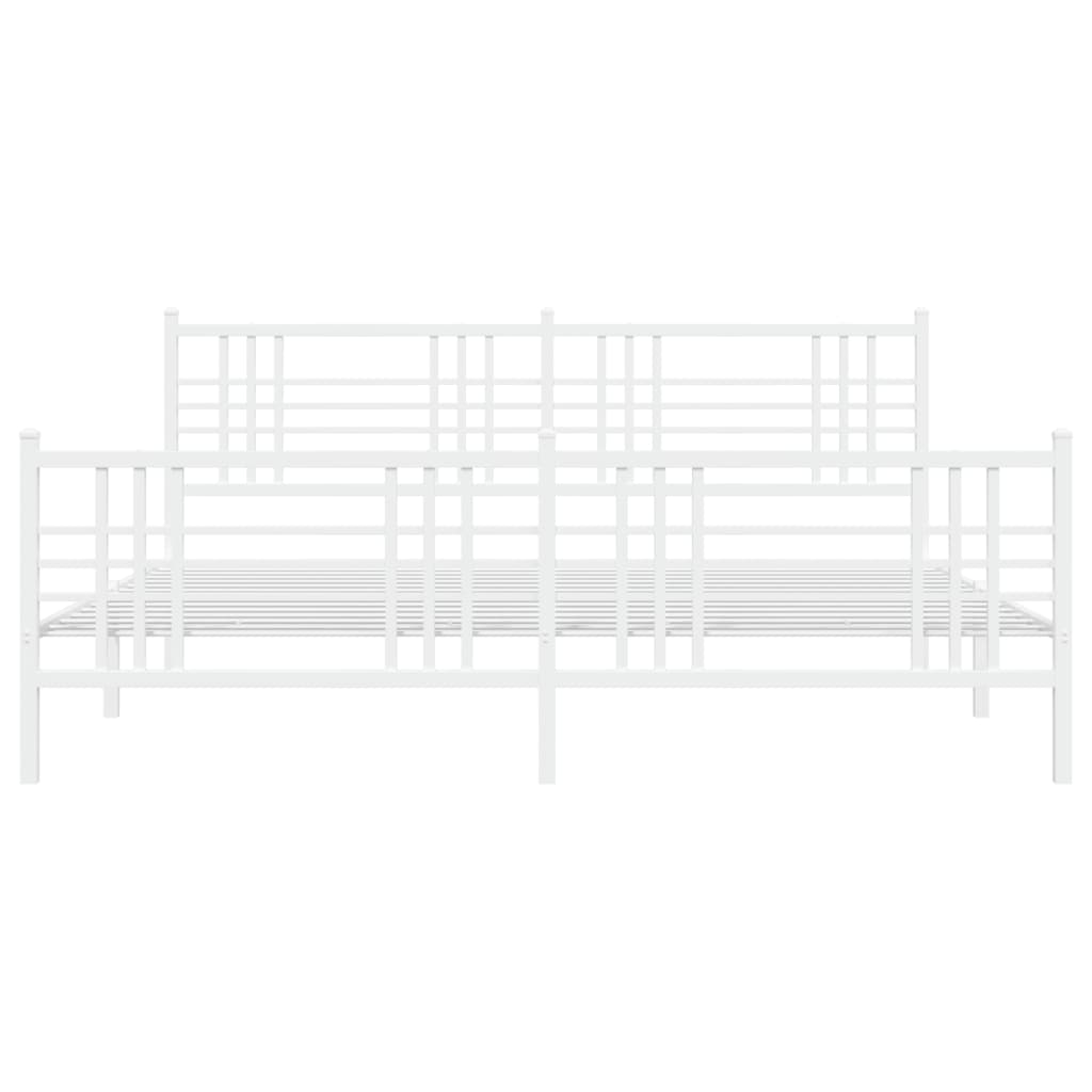 vidaXL Bedframe met hoofd- en voeteneinde metaal wit 193x203 cm