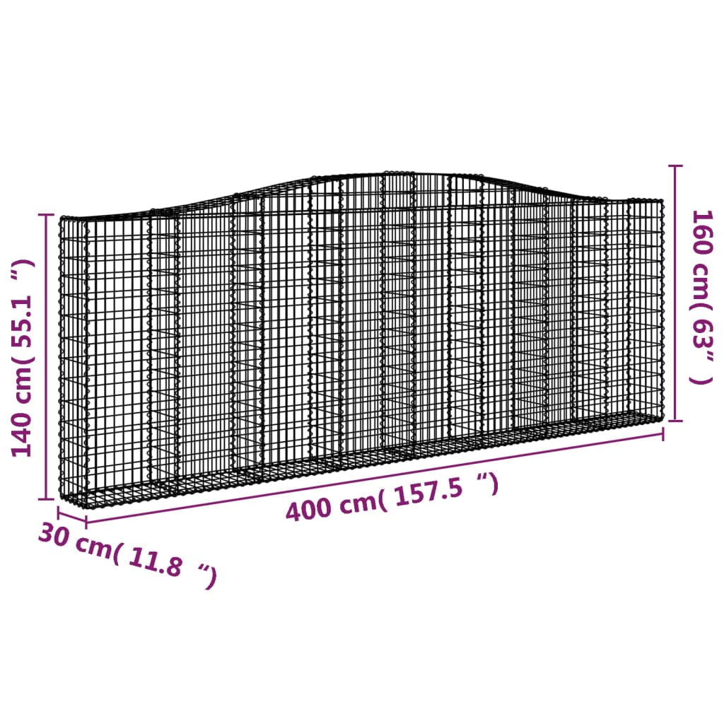 vidaXL Schanskorven 25 st gewelfd 400x30x140/160 cm ijzer