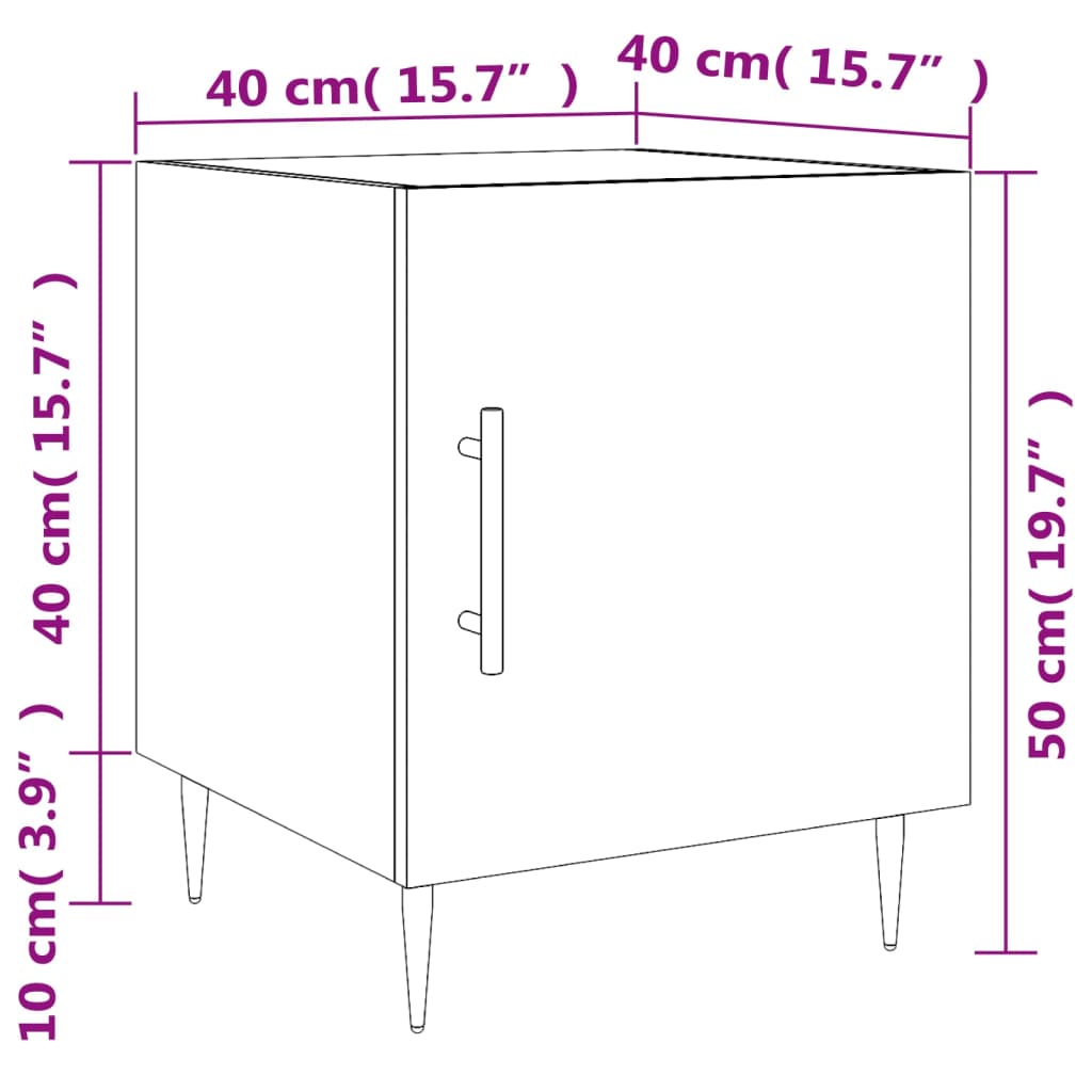 vidaXL Nachtkastjes 2 st 40x40x50 cm bewerkt hout sonoma eikenkleurig