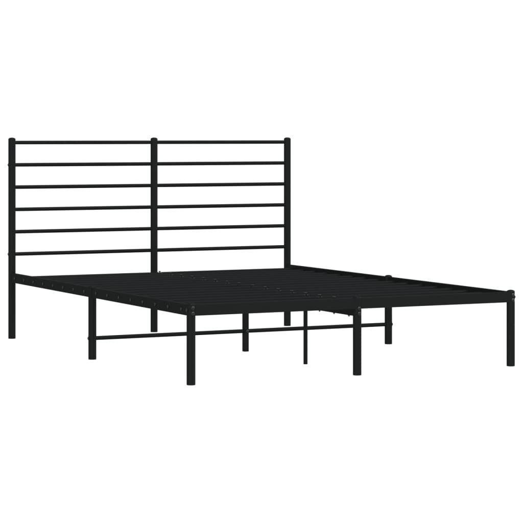 vidaXL Bedframe met hoofdbord metaal zwart 135x190 cm