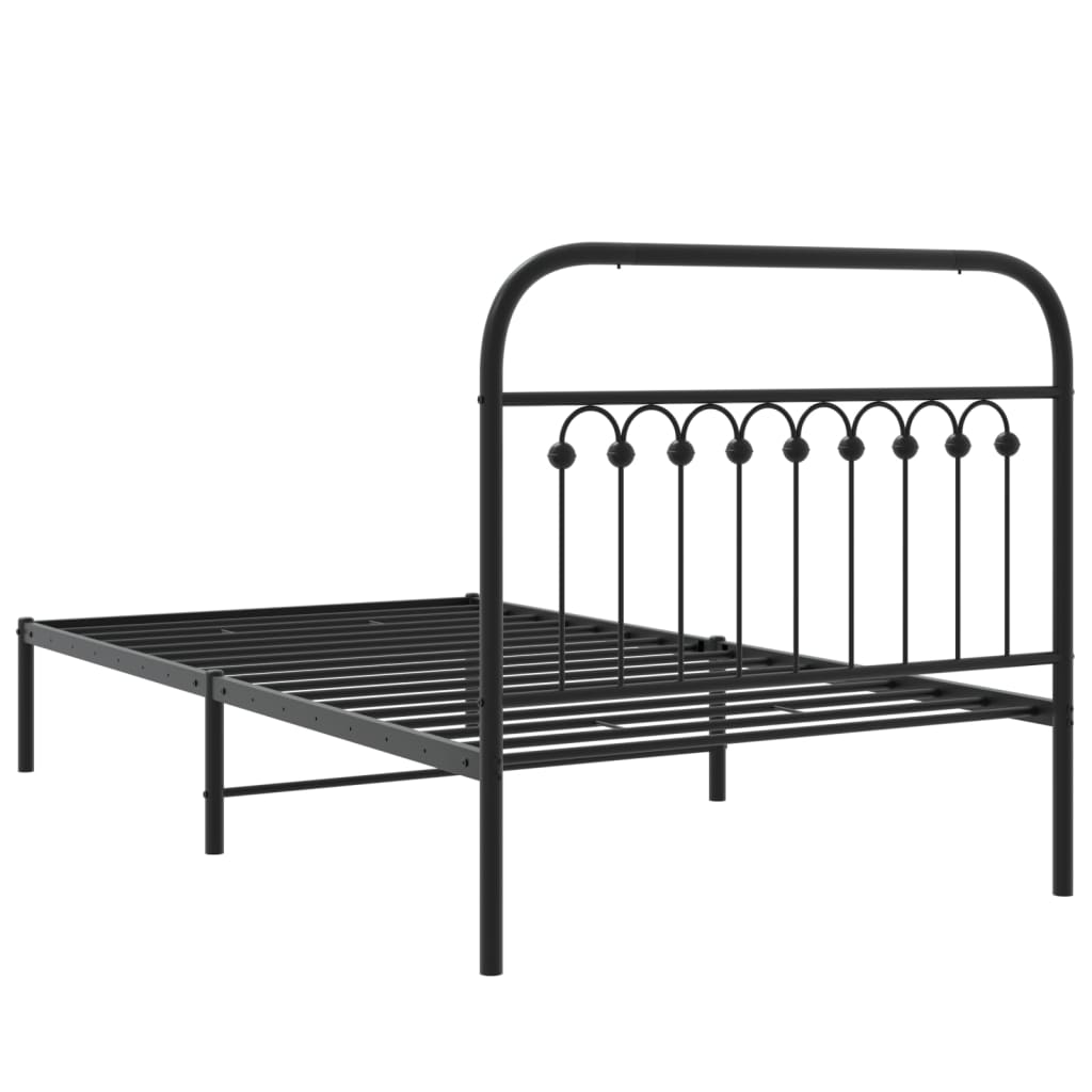 vidaXL Bedframe met hoofdbord metaal zwart 100x200 cm