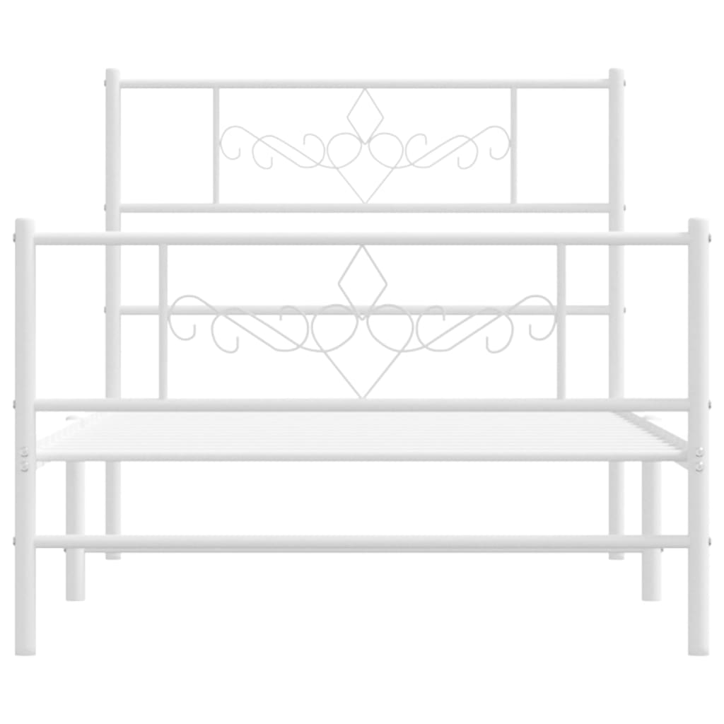 vidaXL Bedframe met hoofd- en voeteneinde metaal wit 90x200 cm