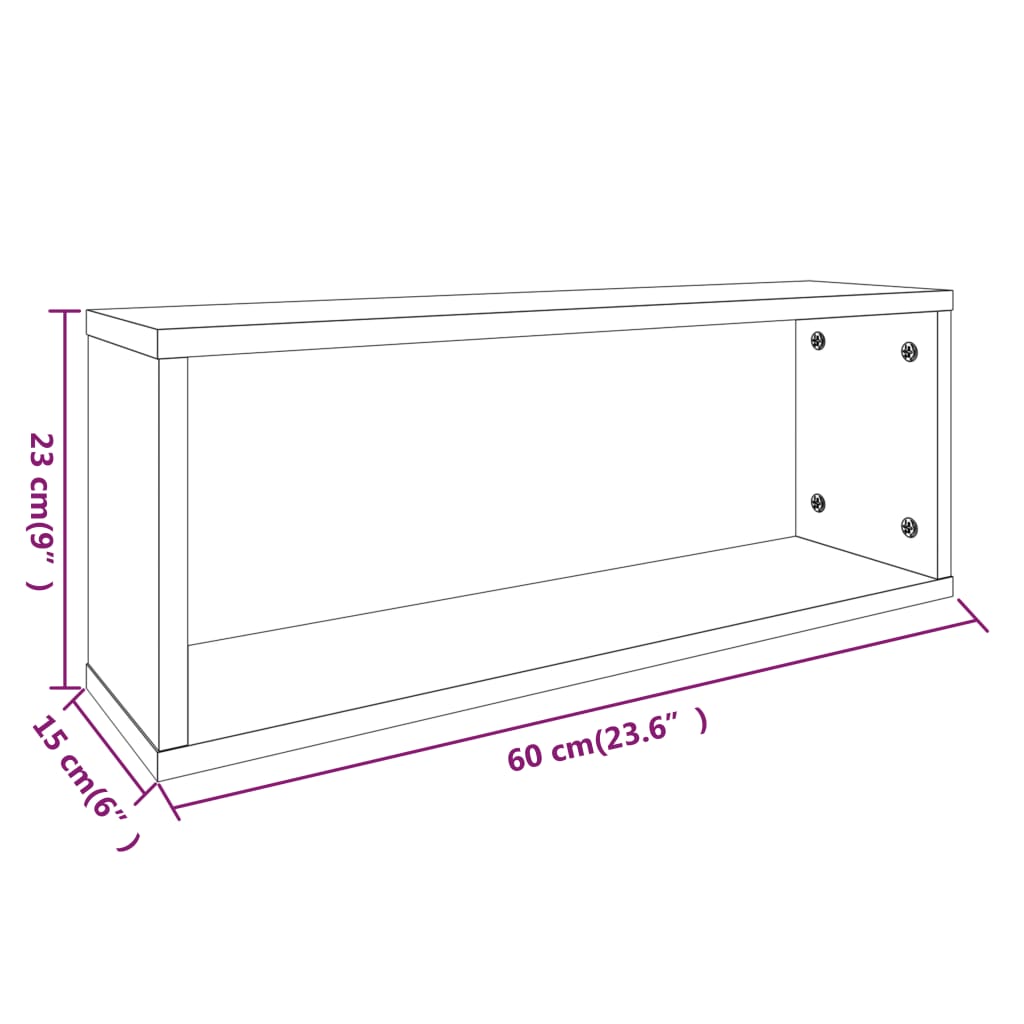 vidaXL Wandschappen kubus 6 st 60x15x23 cm bewerkt hout bruin eiken