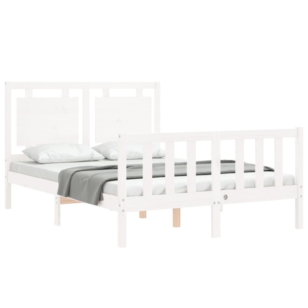 vidaXL Bedframe zonder matras massief grenenhout wit 140x200 cm