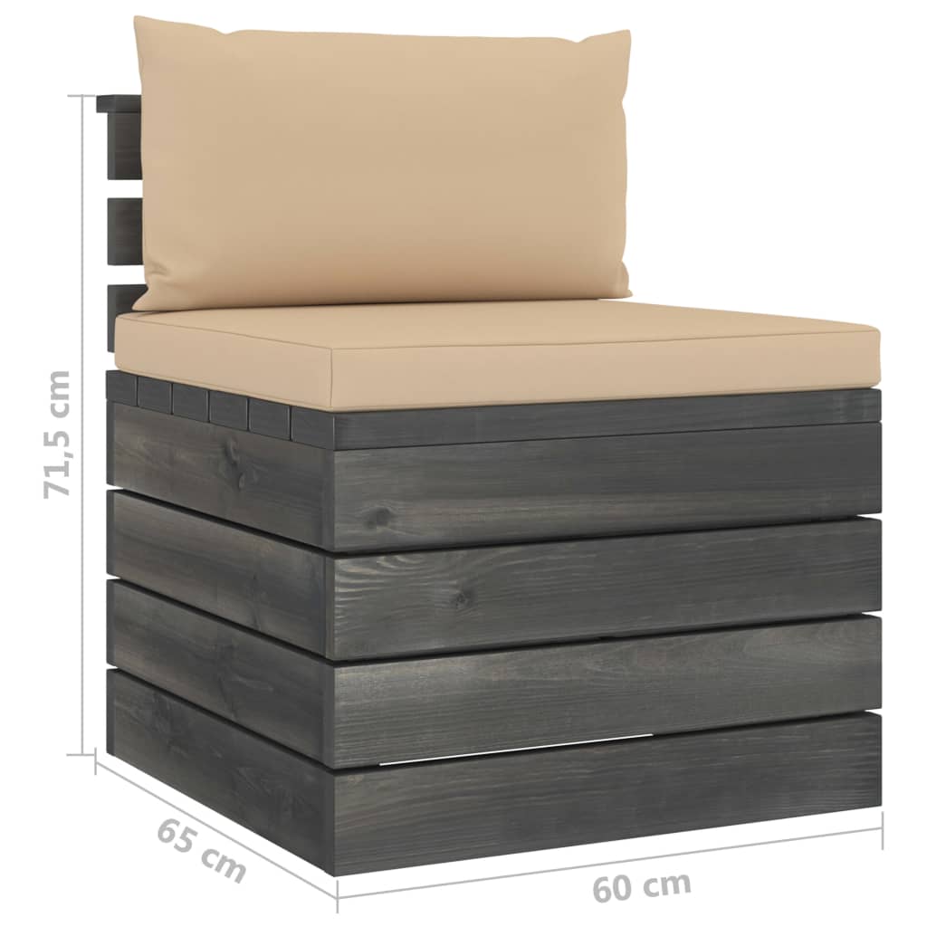 vidaXL 2-delige Loungeset met kussens pallet massief grenenhout