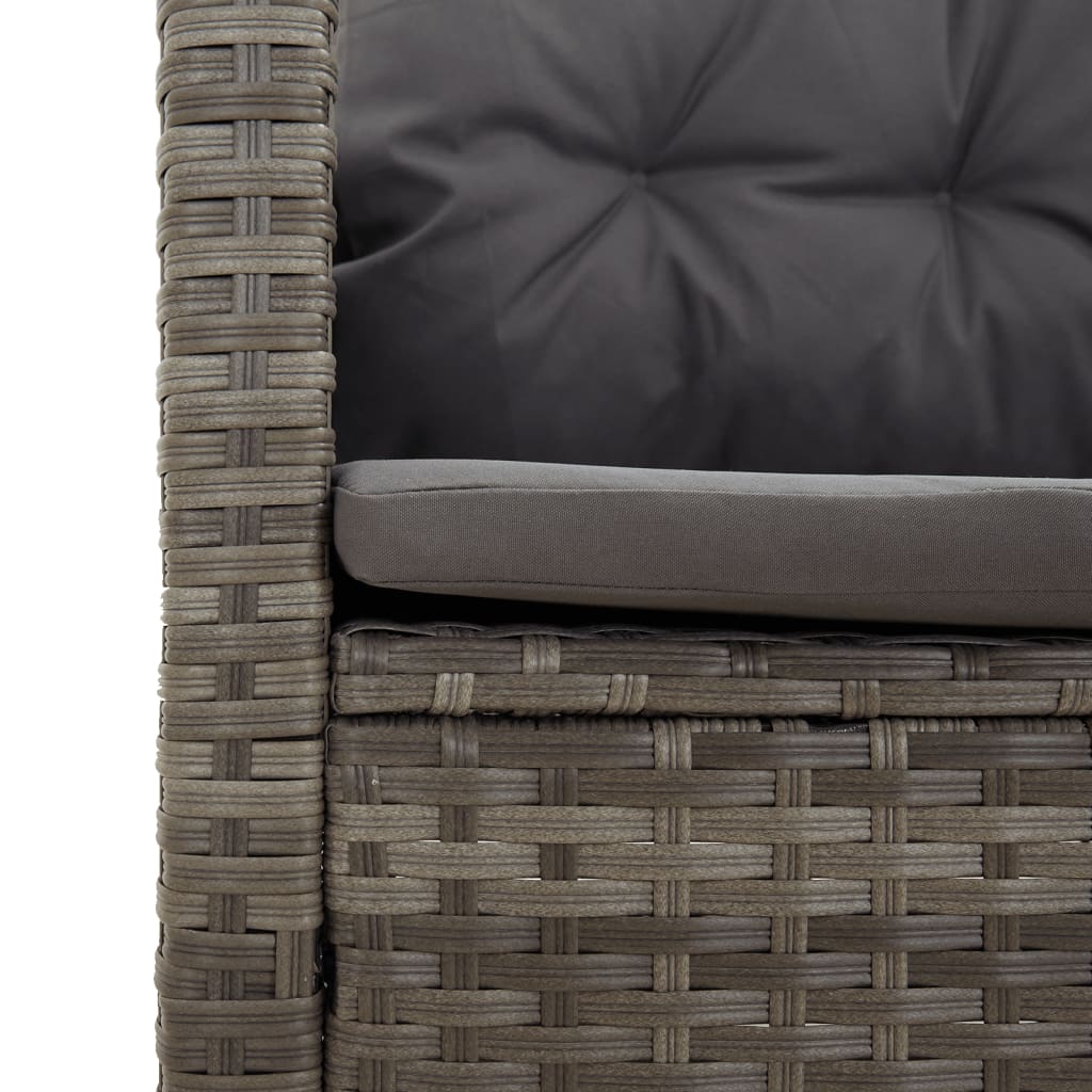 vidaXL 4-delige Loungeset met kussens poly rattan grijs