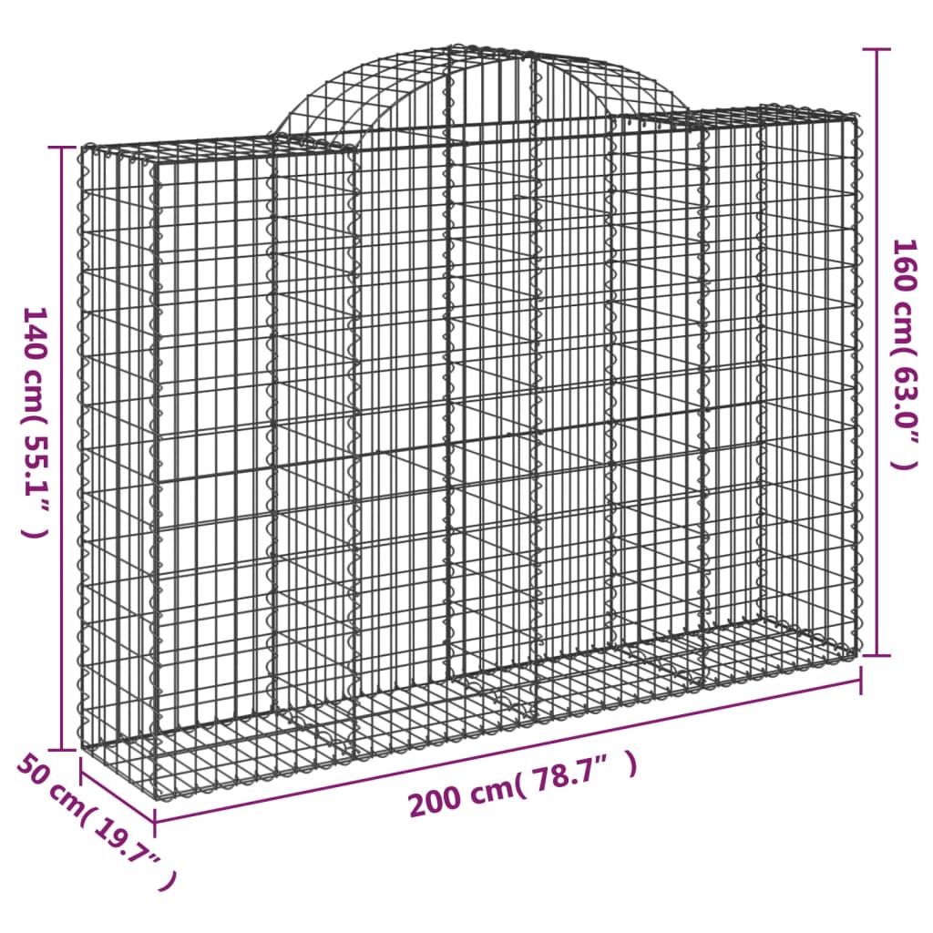 vidaXL Schanskorven 15 st gewelfd 200x50x140/160 cm ijzer