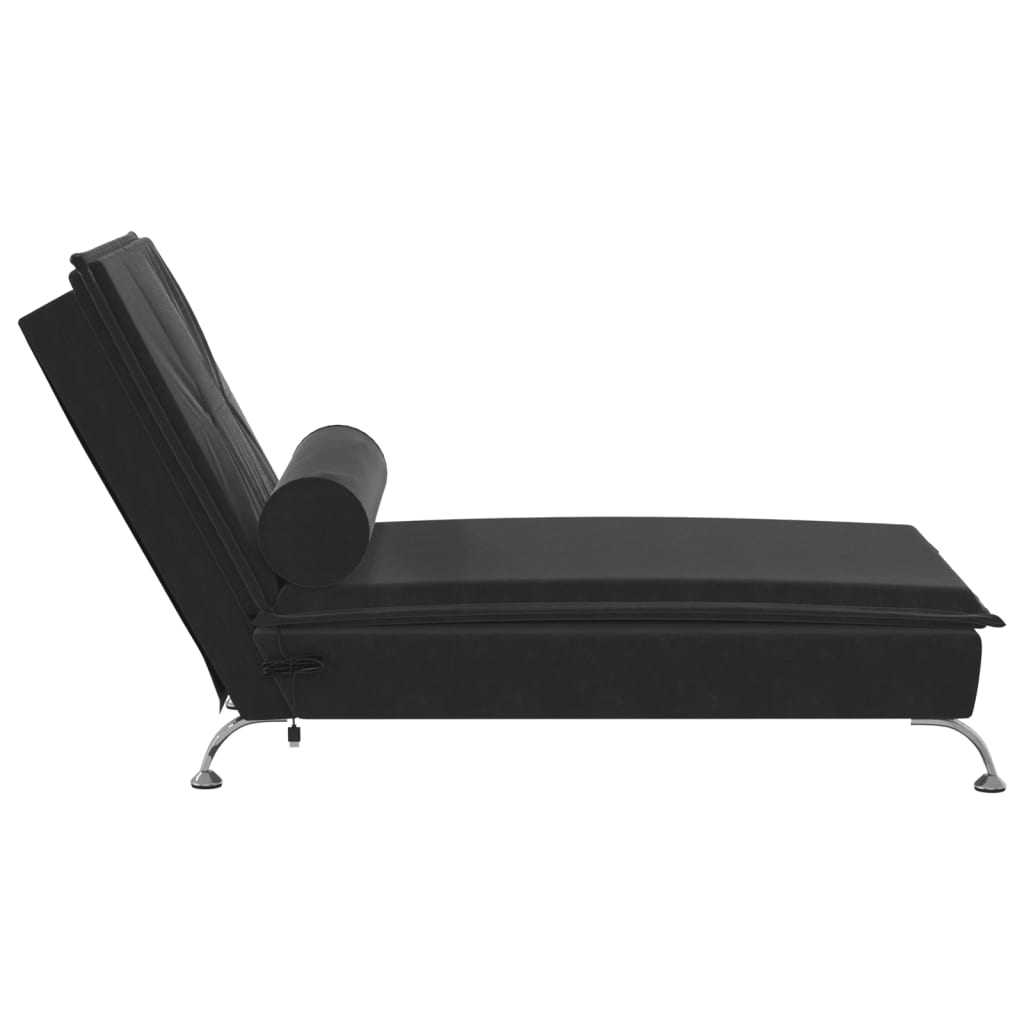 vidaXL Massage chaise longue met bolster fluweel zwart