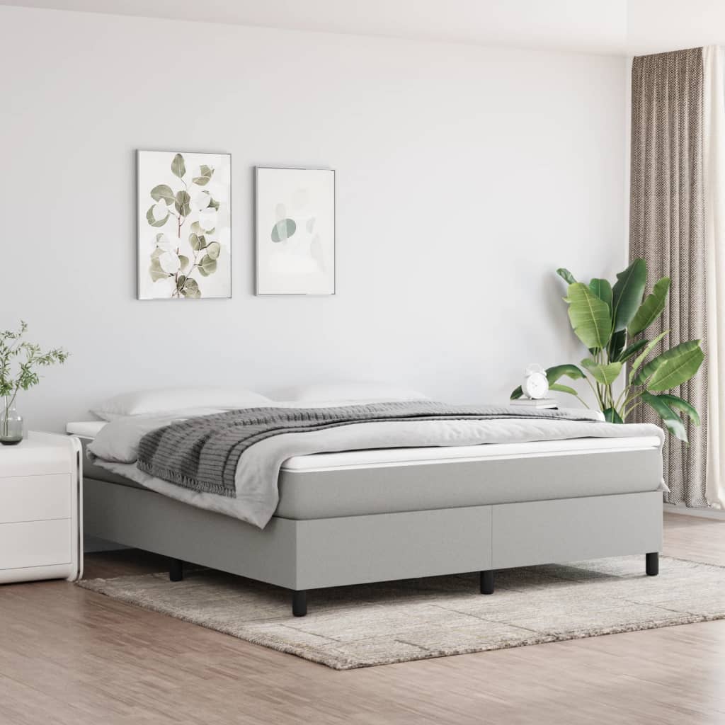 vidaXL Boxspring met matras stof lichtgrijs 180x200 cm