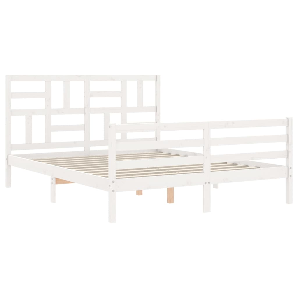 vidaXL Bedframe met hoofdbord massief hout wit