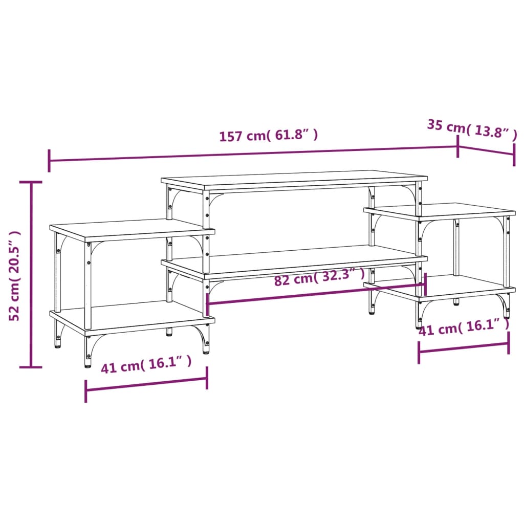 vidaXL Tv-meubel 157x35x52 cm bewerkt hout gerookt eikenkleurig