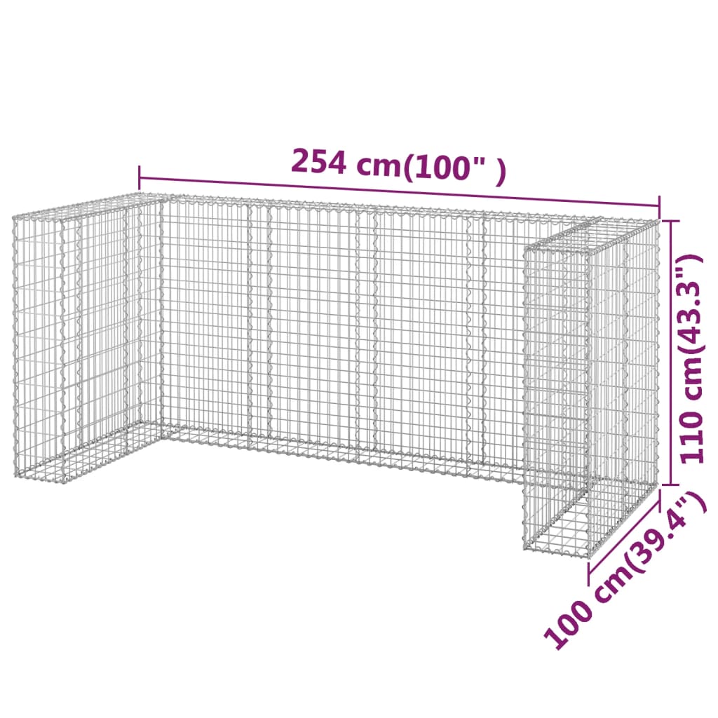 vidaXL Schanskorf voor containers 254x100x110 cm gegalvaniseerd staal