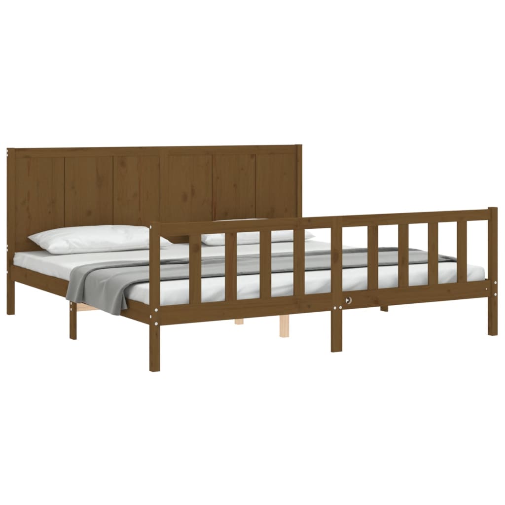 vidaXL Bedframe met hoofdbord massief hout honingbruin 200x200 cm