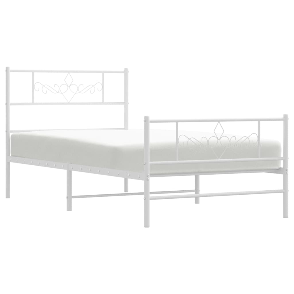 vidaXL Bedframe met hoofd- en voeteneinde metaal wit 90x200 cm