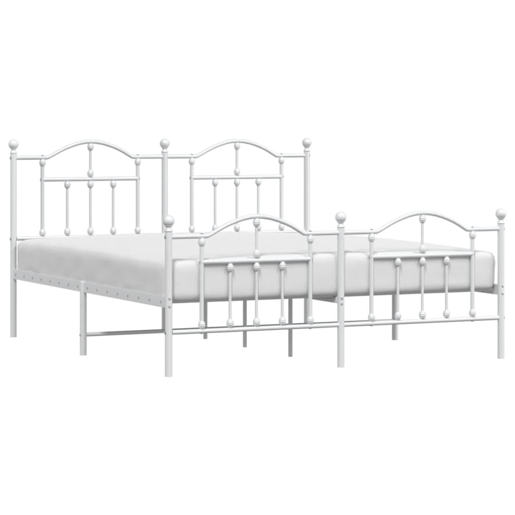 vidaXL Bedframe met hoofd- en voeteneinde metaal wit 180x200 cm