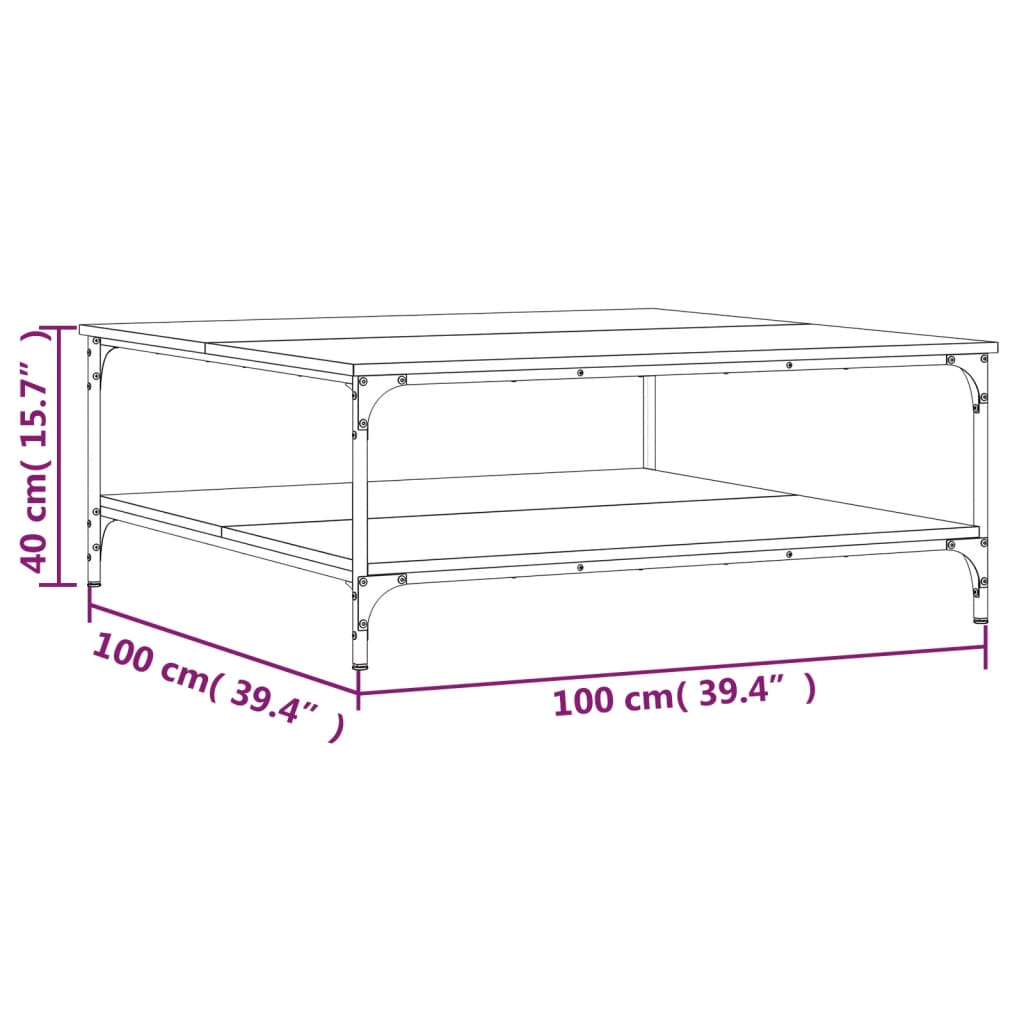 vidaXL Salontafel 100x100x40 cm bewerkt hout zwart