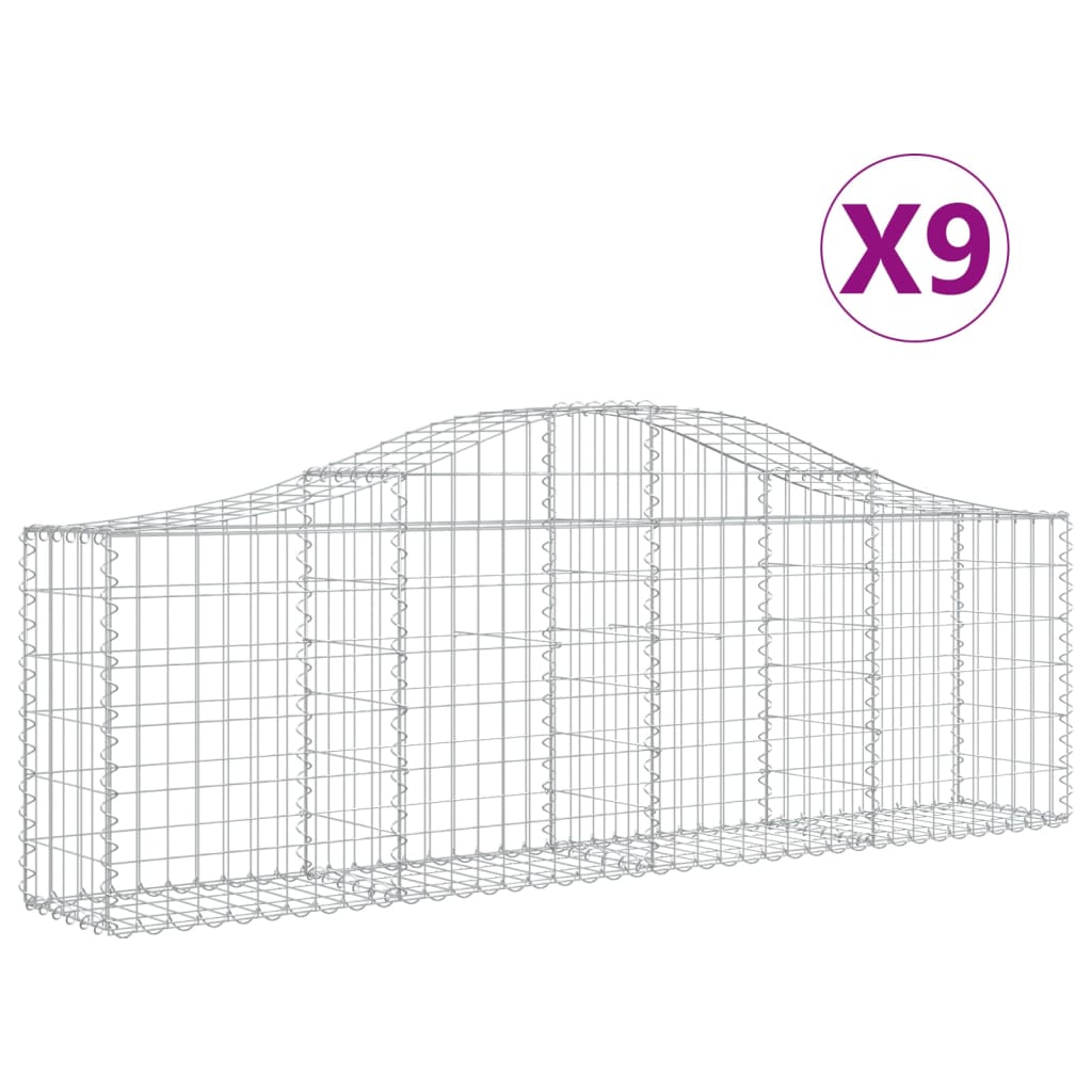 vidaXL Schanskorven 9 st gewelfd 200x30x60/80 cm gegalvaniseerd ijzer