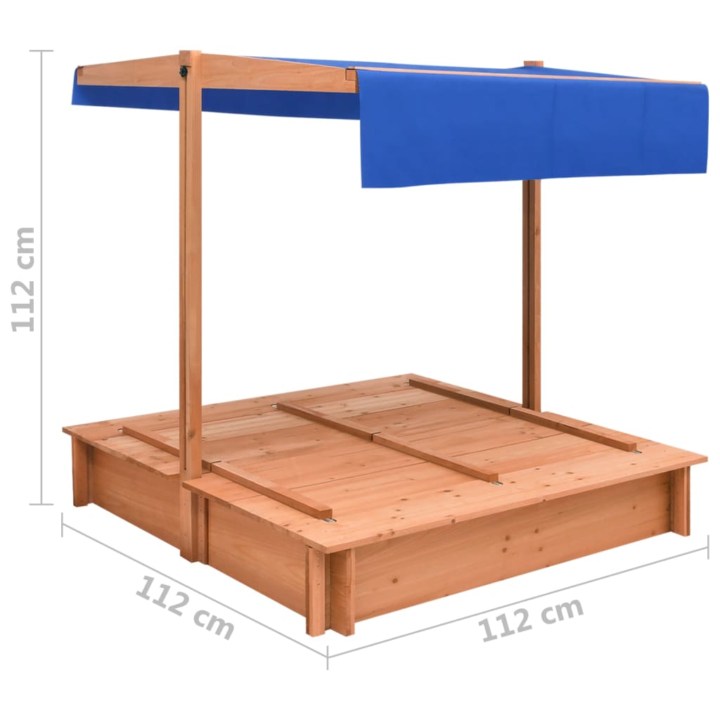 vidaXL Zandbak met dak 112x112x112 cm vurenhout