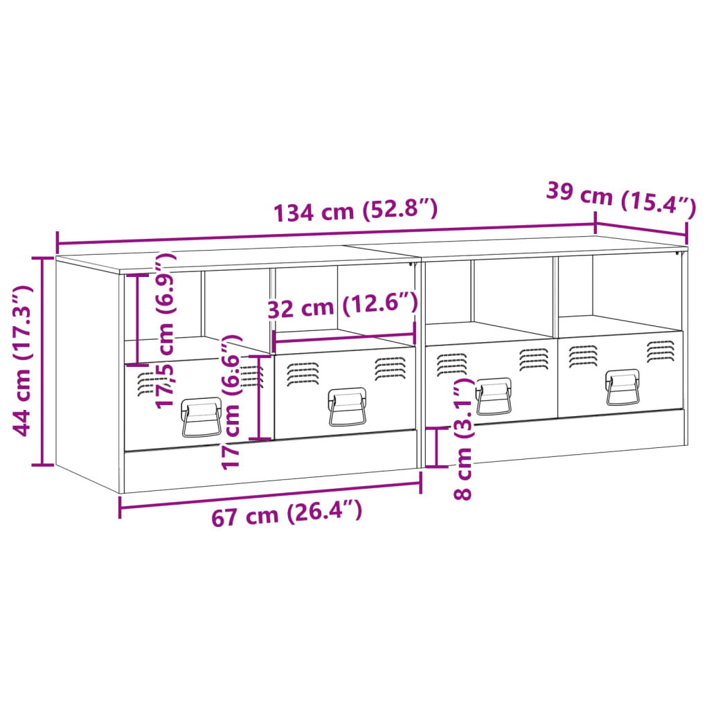 vidaXL Tv-meubelen 2 st 67x39x44 cm staal mosterdgeel