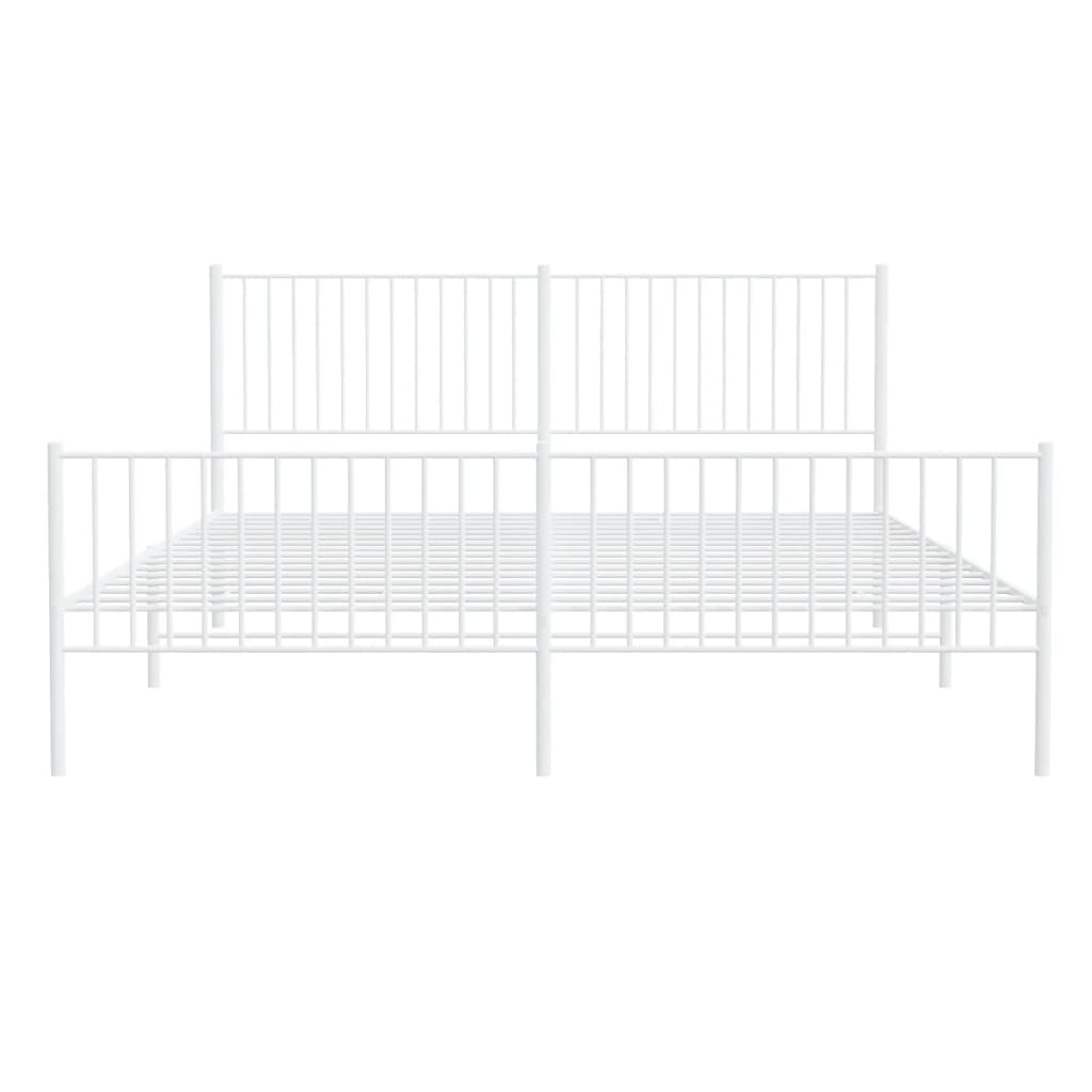 vidaXL Bedframe met hoofd- en voeteneinde metaal wit 200x200 cm