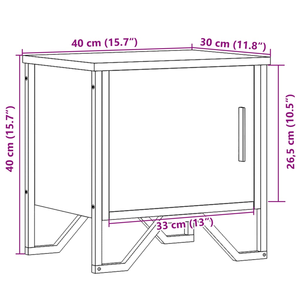 vidaXL Nachtkastjes 2 st 40x30x40 cm bewerkt hout bruin eikenkleur