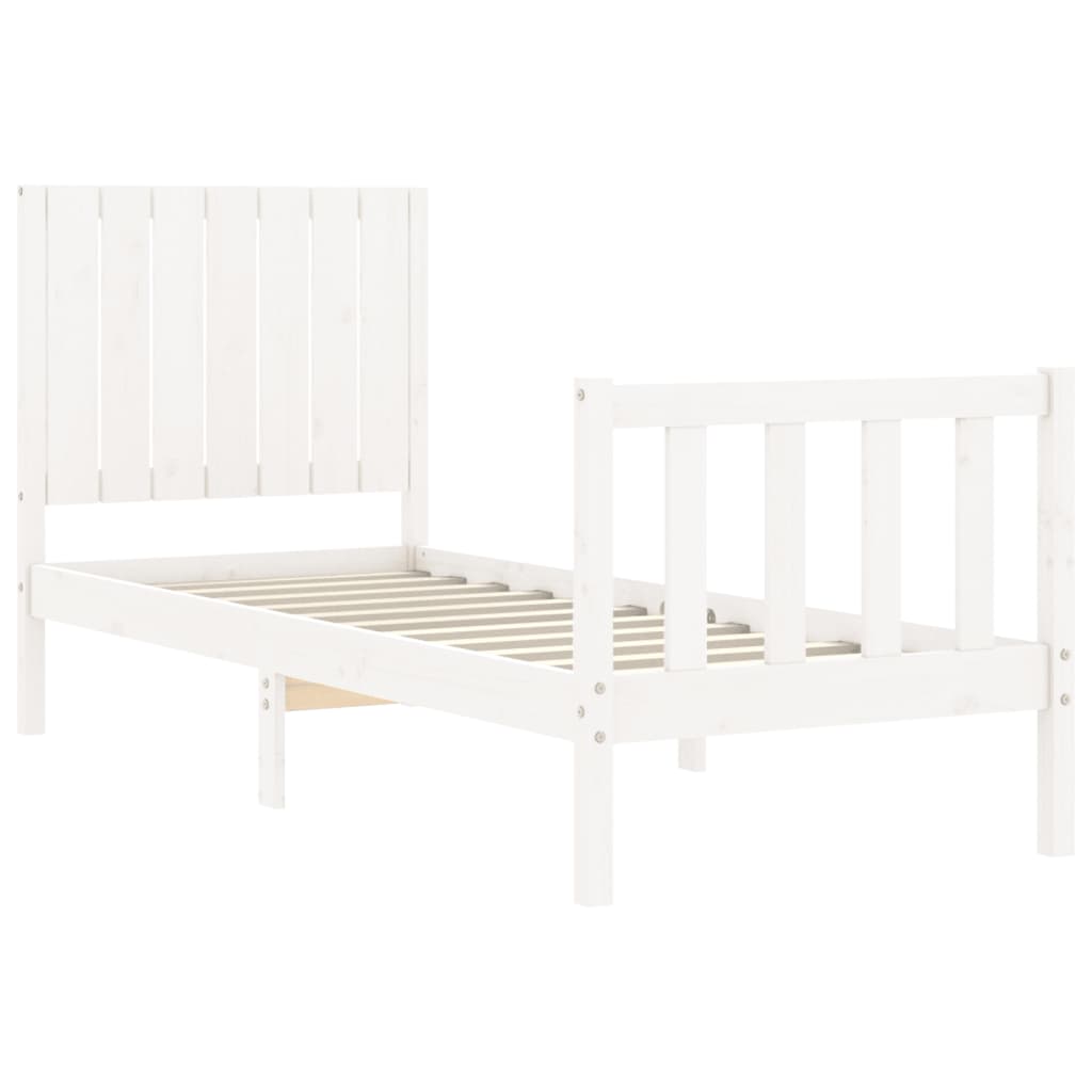 vidaXL Bedframe met hoofdbord massief hout wit