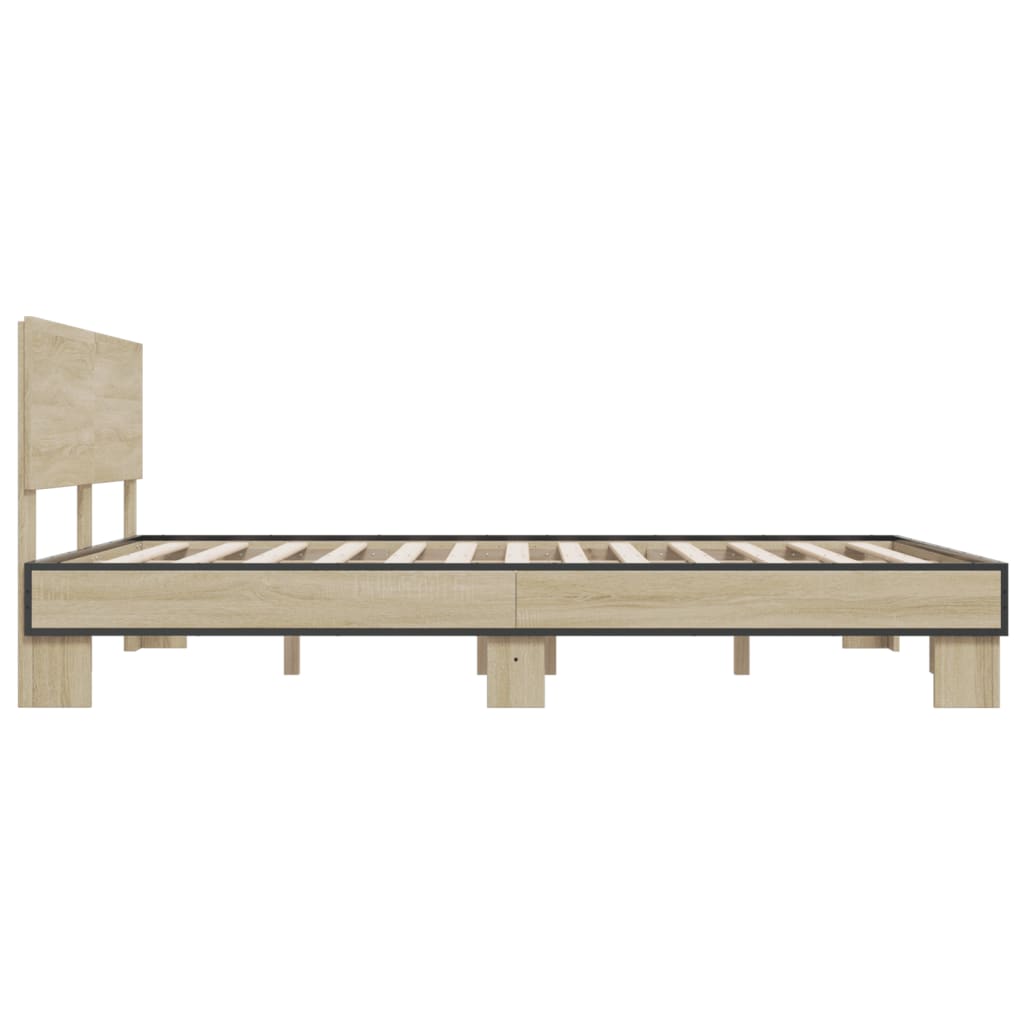 vidaXL Bedframe bewerkt hout metaal sonoma eikenkleurig 160x200 cm