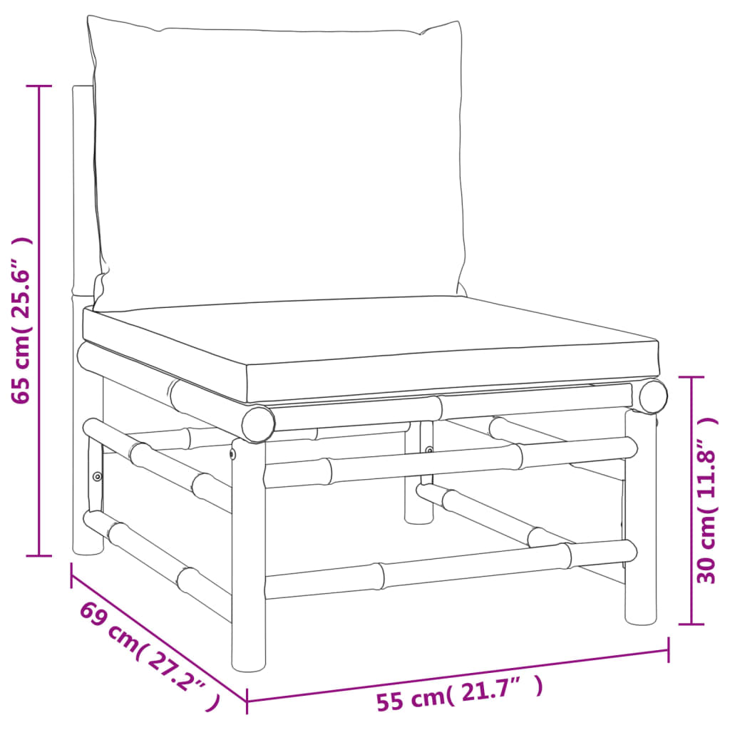 vidaXL 7-delige Loungeset met kussens bamboe taupe