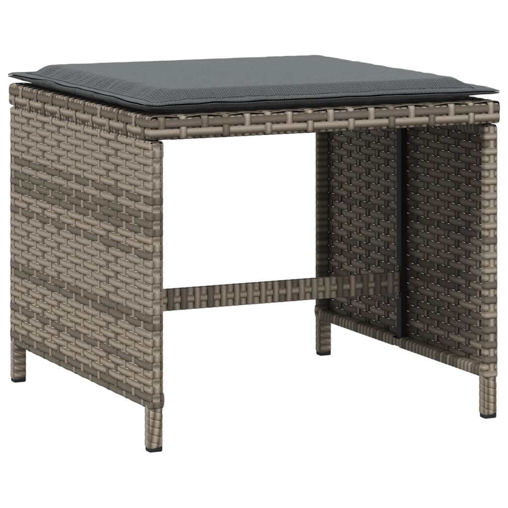 vidaXL Tuinkrukken 4 st met kussens 40x40x35 cm poly rattan grijs