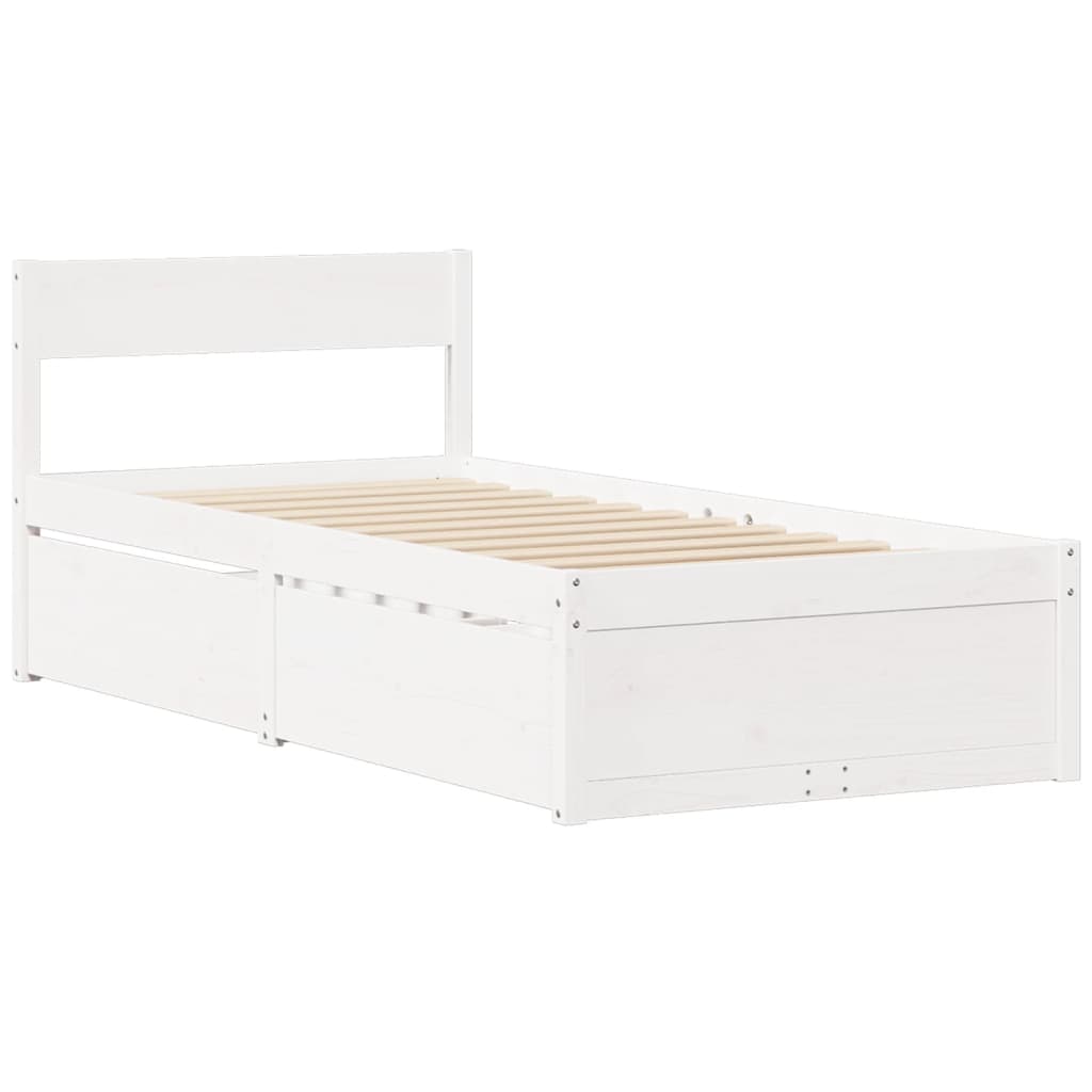 vidaXL Bedframe zonder matras massief grenenhout wit 75x190 cm