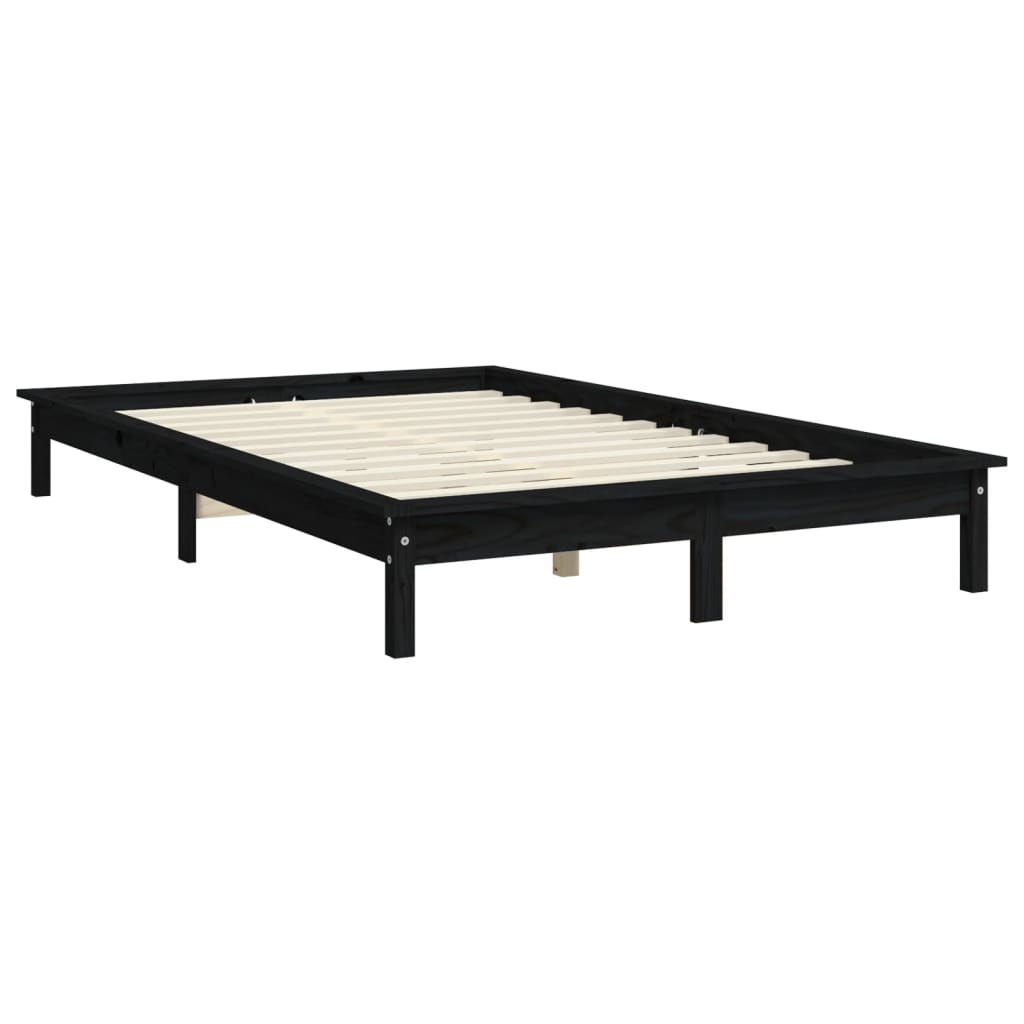 vidaXL Bedframe massief grenenhout zwart 180x200 cm