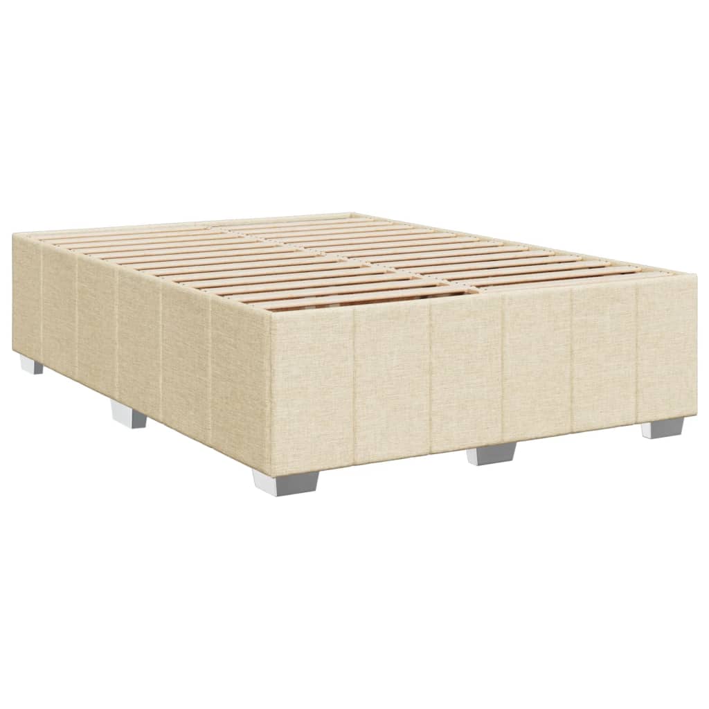 vidaXL Boxspring met matras stof crèmekleurig 140x190 cm