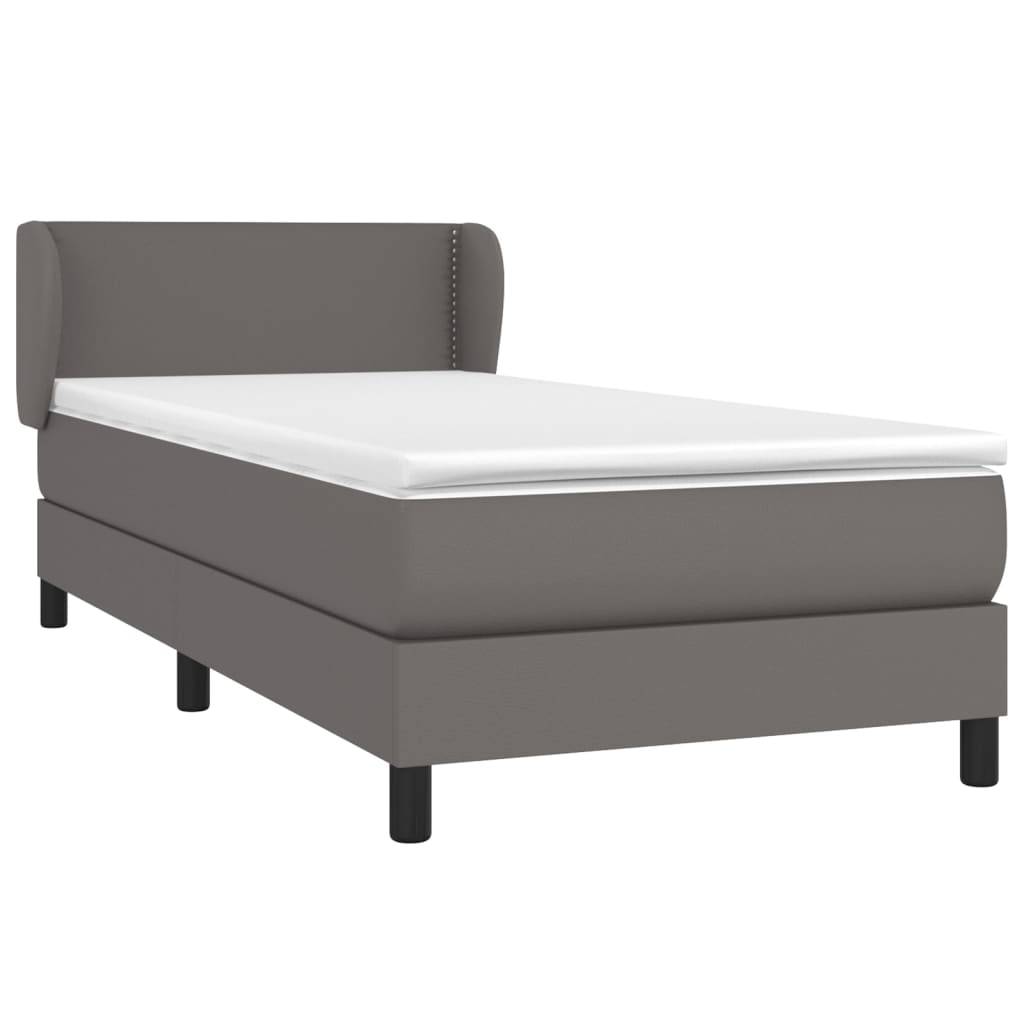 vidaXL Boxspring met matras kunstleer grijs 90x200 cm