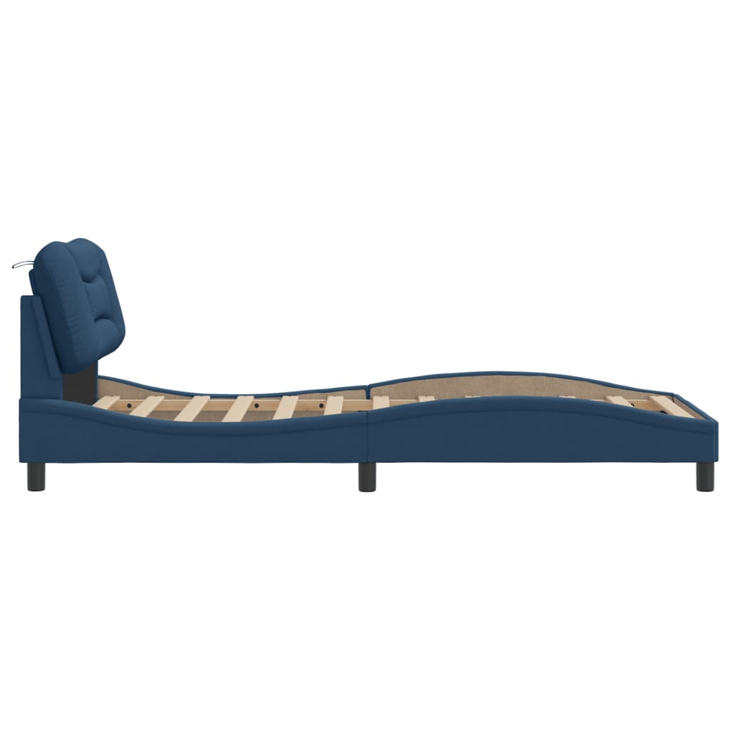 vidaXL Bedframe met hoofdbord stof blauw 80x200 cm