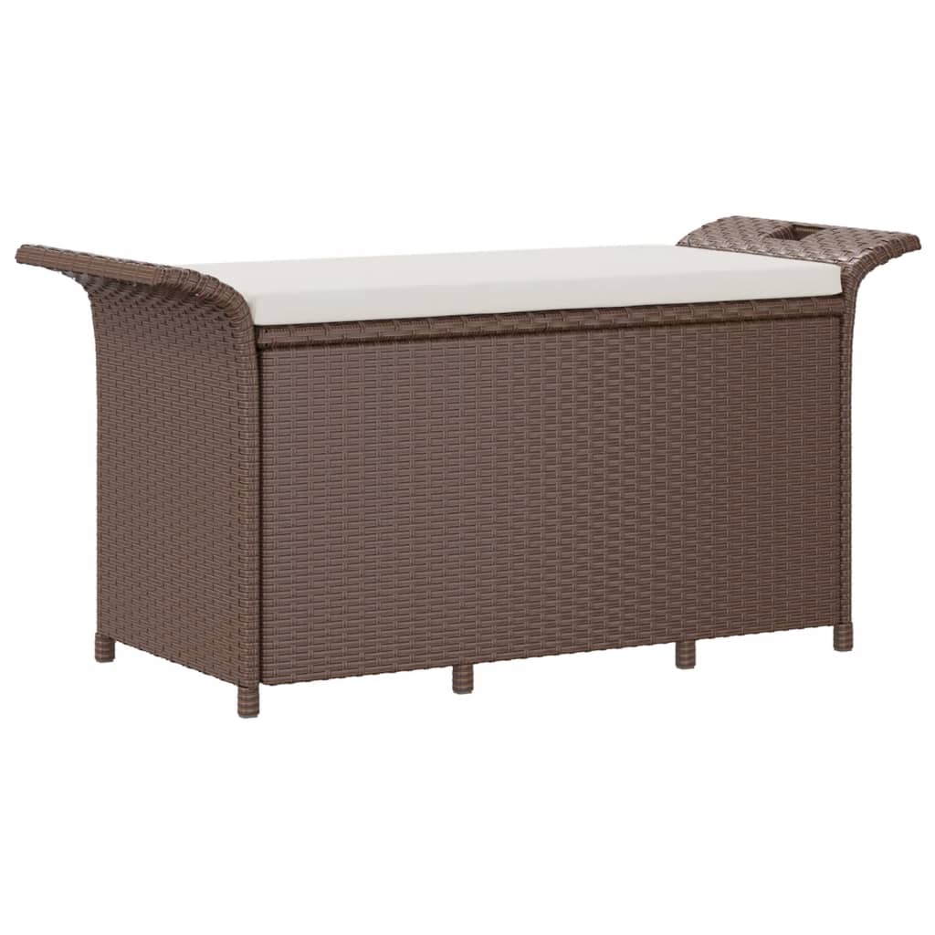 vidaXL Tuinbank met kussen 116x46x57 cm poly rattan bruin