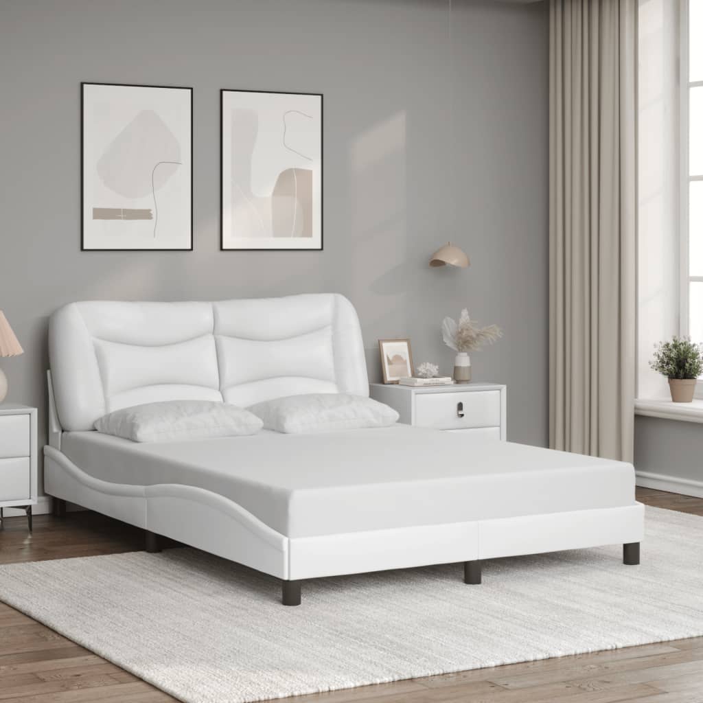 vidaXL Bedframe met hoofdbord kunstleer wit 120x200 cm