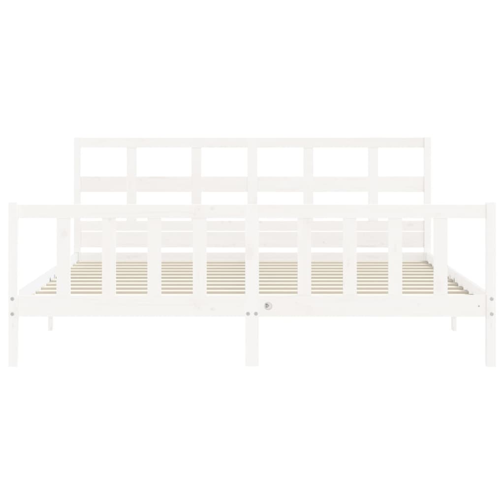 vidaXL Bedframe met hoofdbord massief hout wit