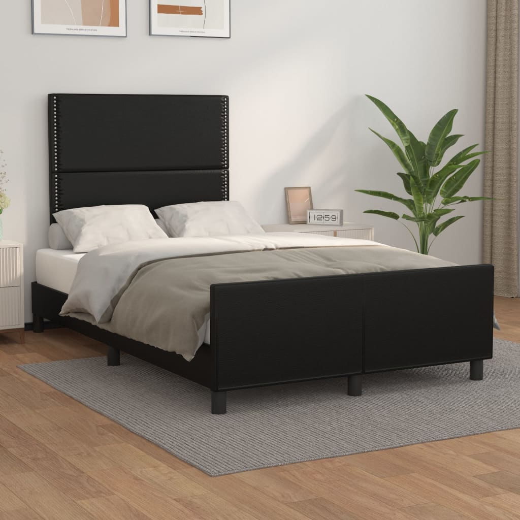 vidaXL Bedframe met hoofdbord kunstleer zwart 120x200 cm