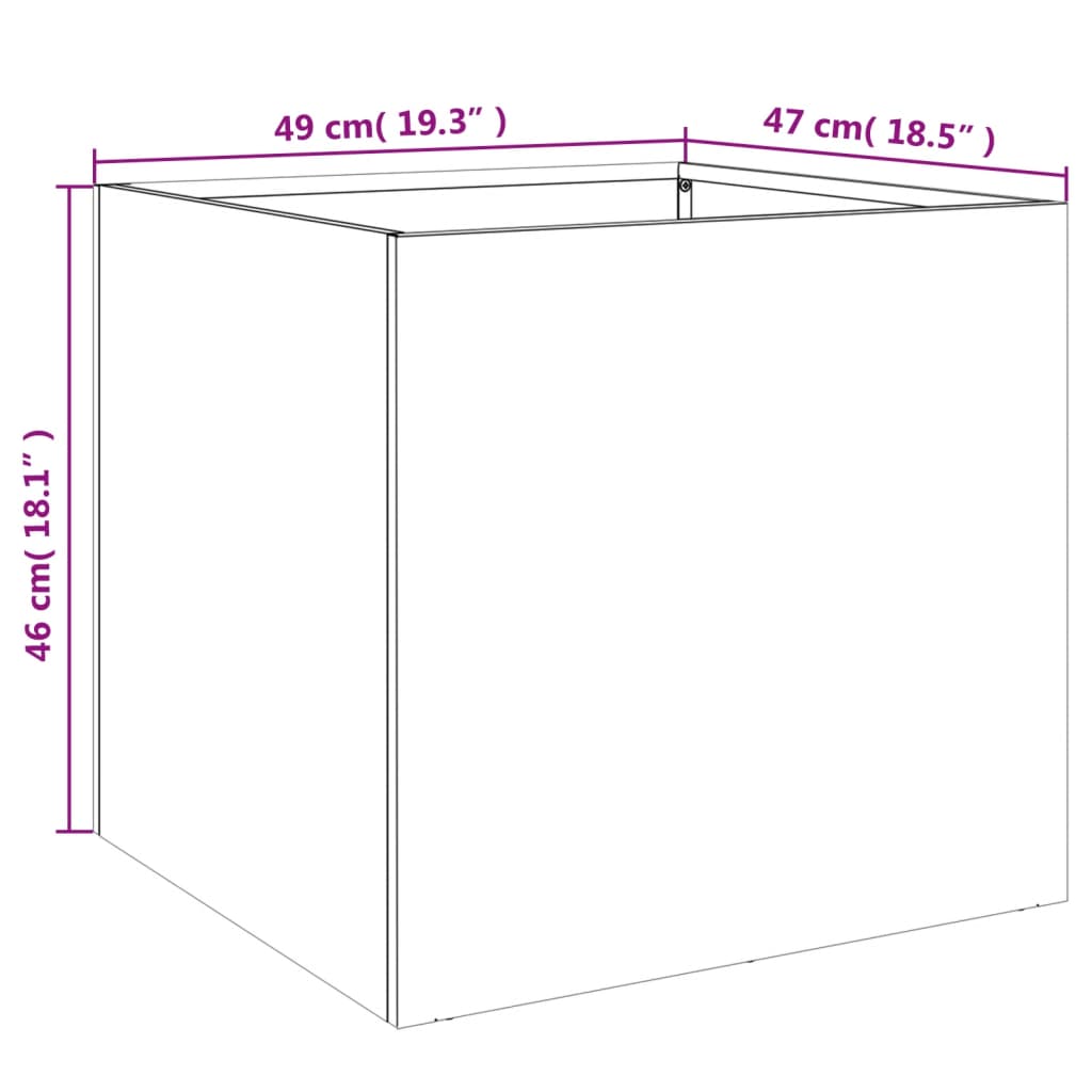 vidaXL Plantenbak 49x47x46 cm staal antracietkleurig