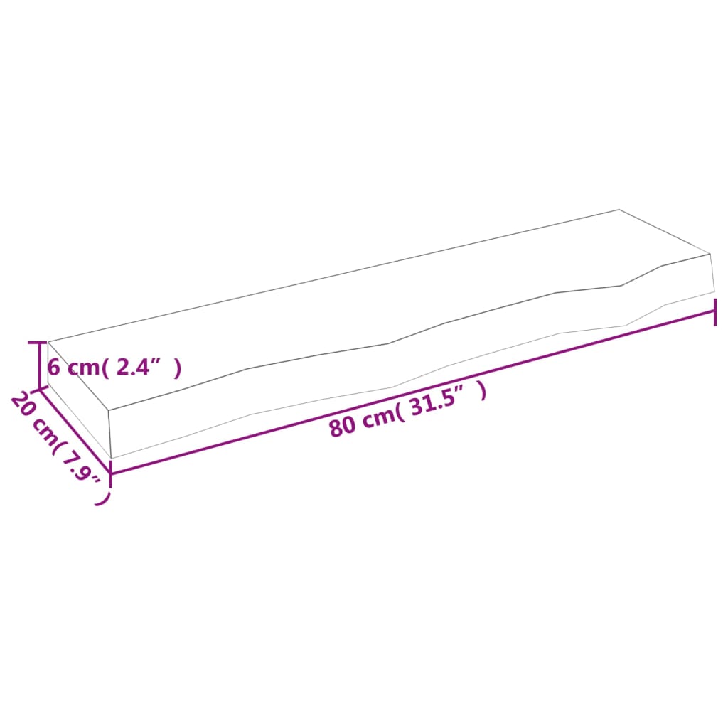 vidaXL Wandschap 80x20x6 cm behandeld massief eikenhout donkerbruin