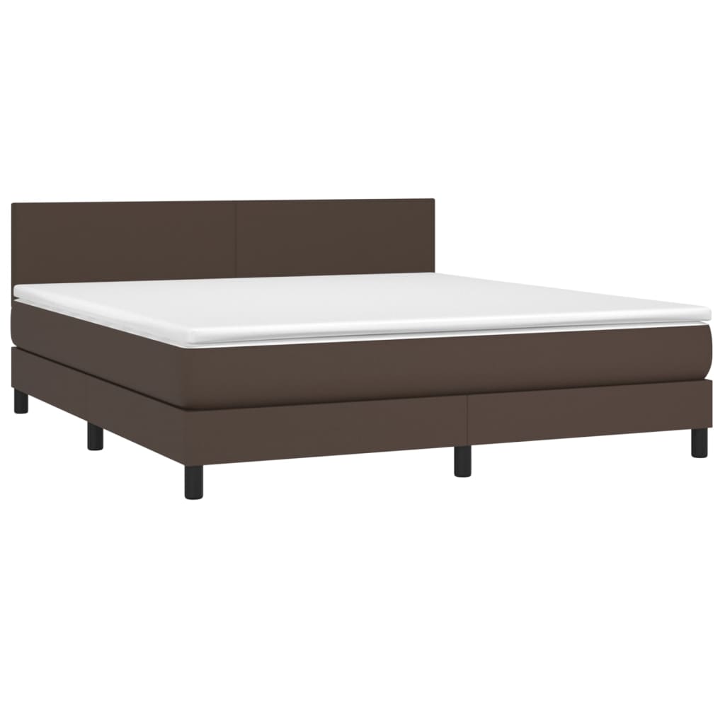 vidaXL Boxspring met matras en LED kunstleer bruin 160x200 cm