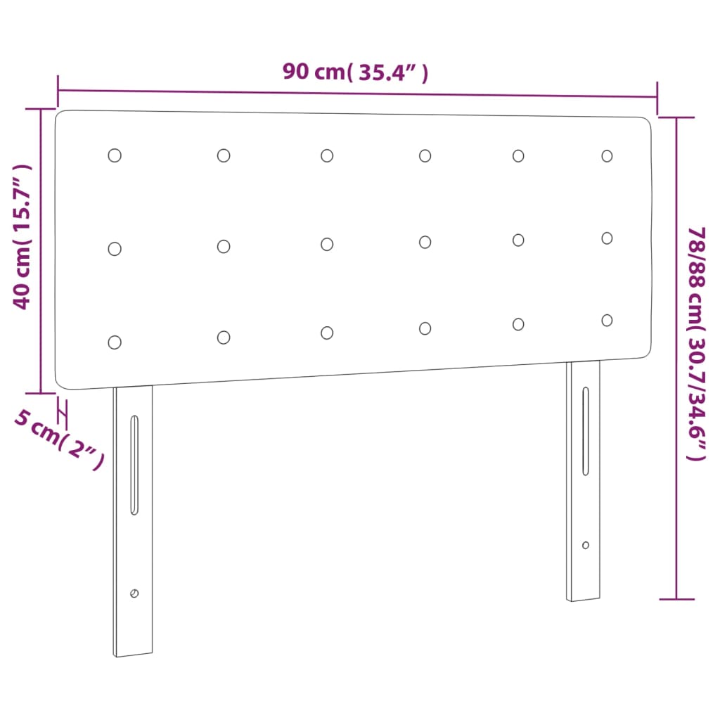 vidaXL Hoofdbord LED 90x5x78/88 cm stof zwart