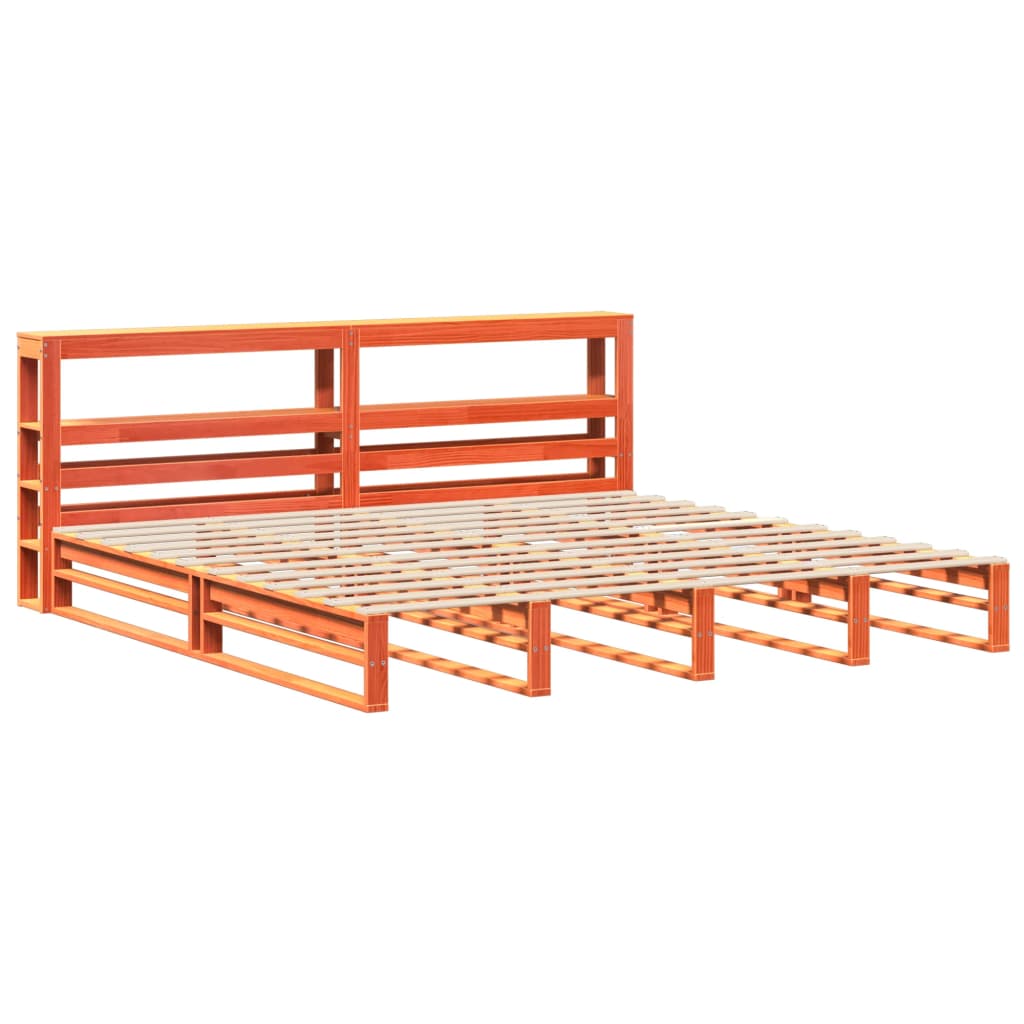 vidaXL Bedframe zonder matras massief grenenhout wasbruin 200x200 cm