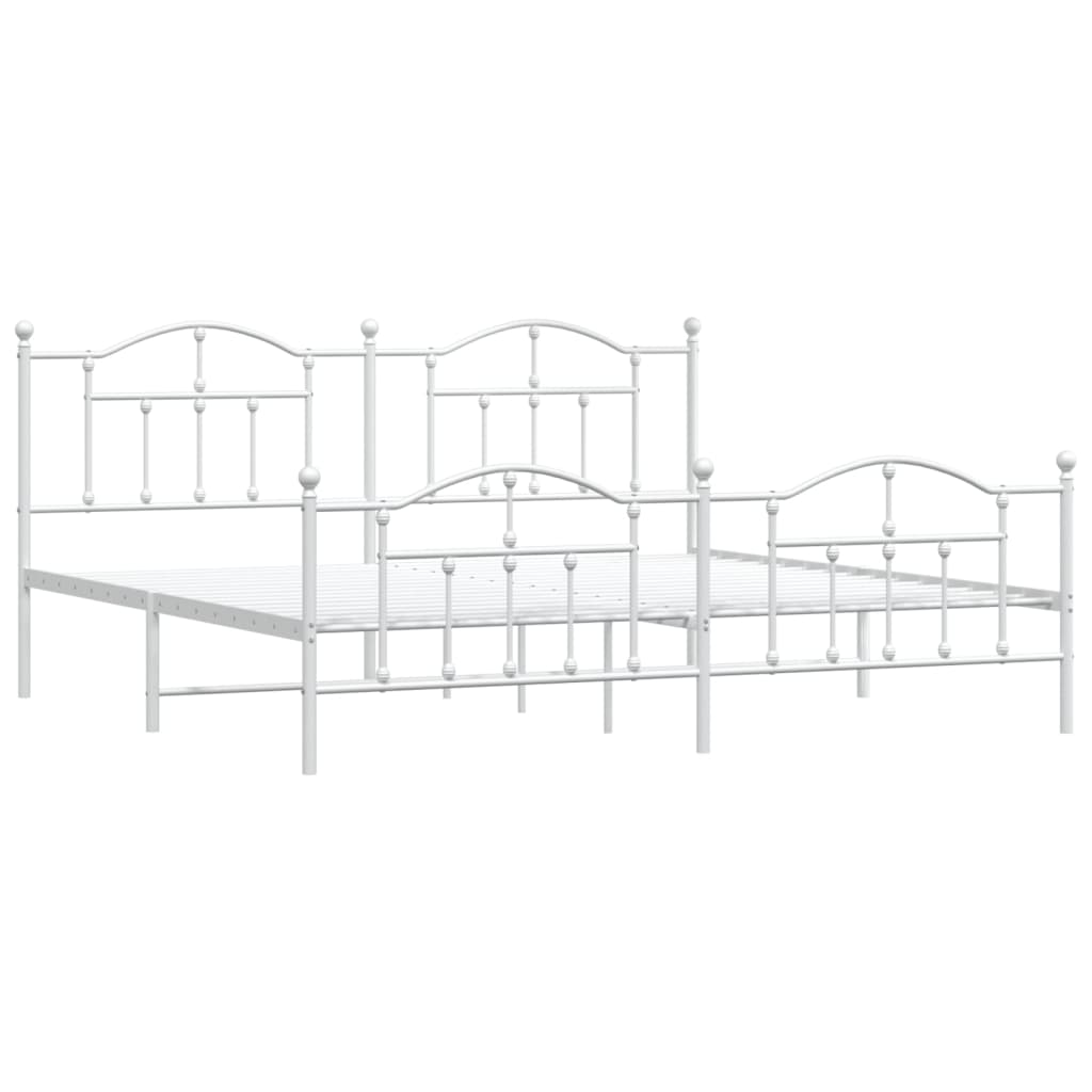 vidaXL Bedframe met hoofd- en voeteneinde metaal wit 200x200 cm