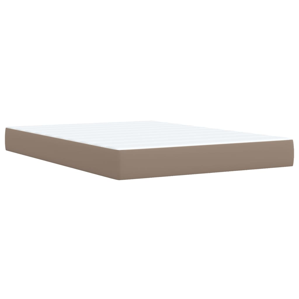 vidaXL Boxspring met matras kunstleer cappuccinokleurig 140x200 cm