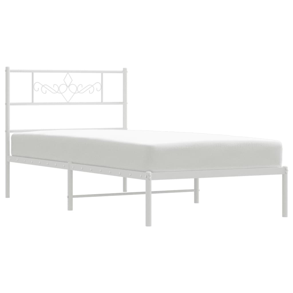 vidaXL Bedframe met hoofdbord metaal wit 100x190 cm