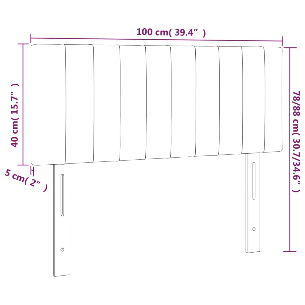 vidaXL Hoofdbord LED 100x5x78/88 cm stof donkerbruin