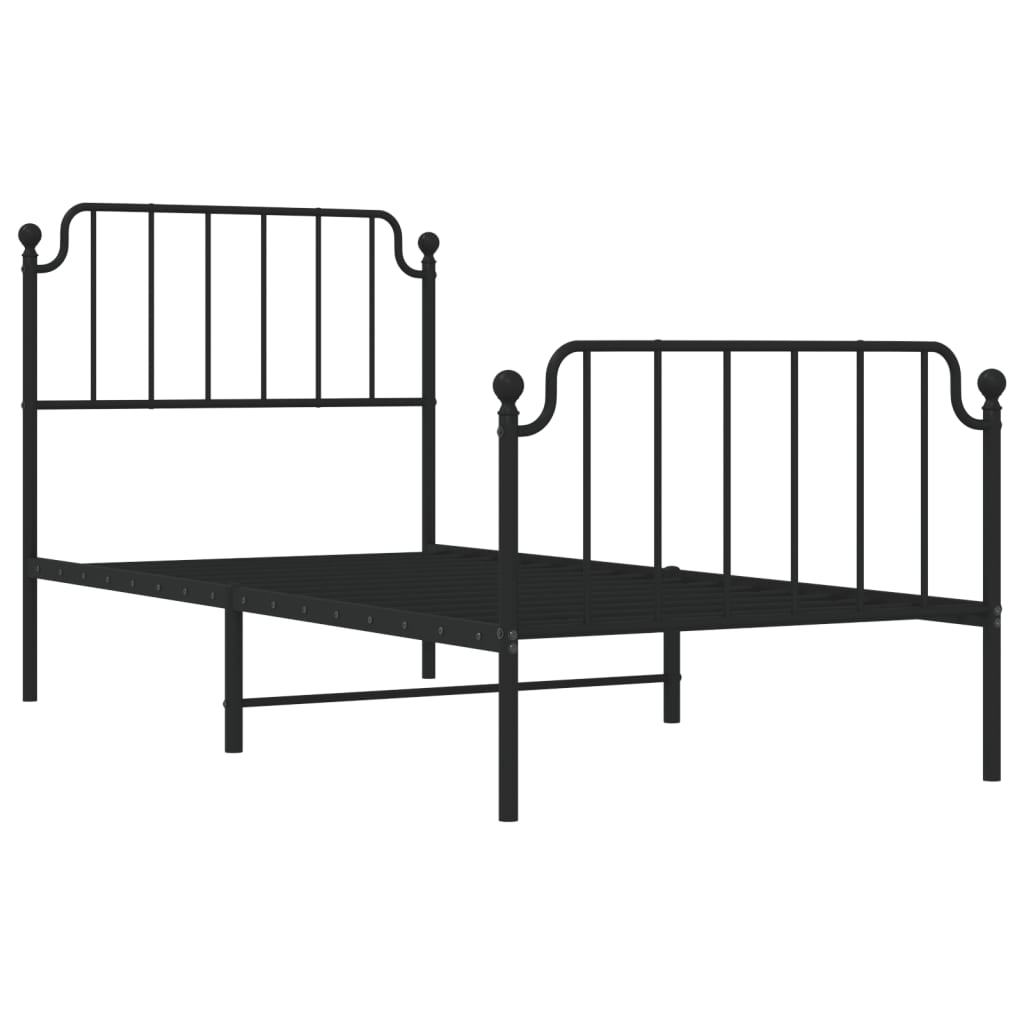 vidaXL Bedframe met hoofd- en voeteneinde metaal zwart 90x200 cm