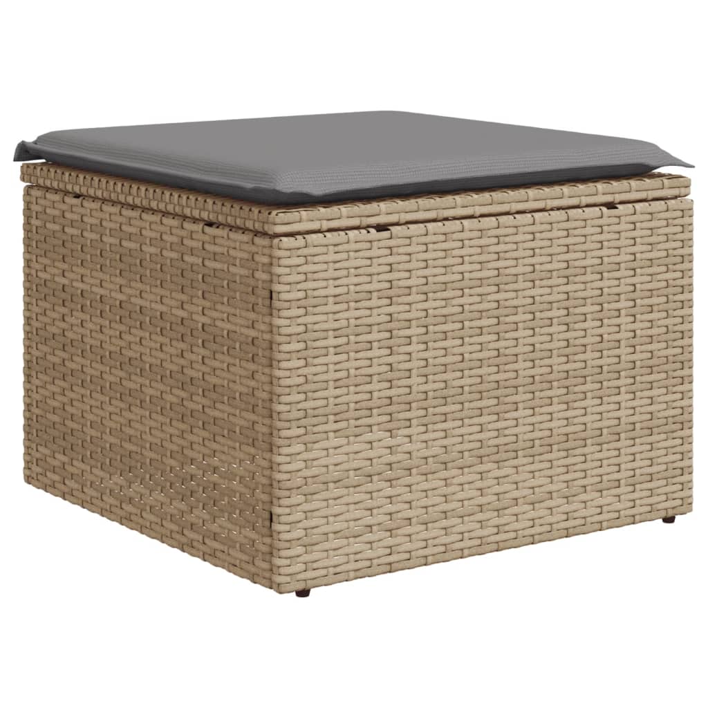 vidaXL 6-delige Loungeset met kussens poly rattan beige